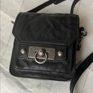 Frye black leather crossbody handbag chrome